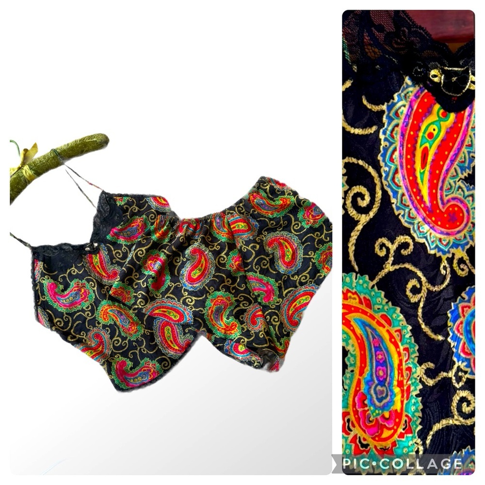 Vintage Camisole 80s 90s Lucie Ann II Flutter Shorts Set size 34 Small/ medium